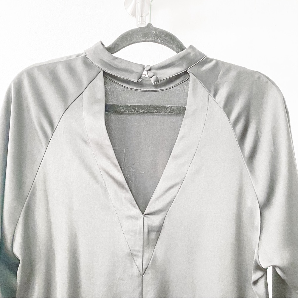 H&M Celetsial Bird Embellished Fall NYE Chic Long Sleeve Casual Satin Mini Dress - Picture 5 of 8
